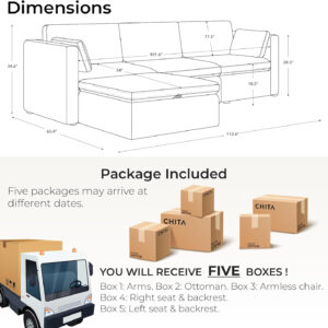 688546144e9616509ac88238d78628f4945fdccdcb5498dd8cd23.jpg CHITA Oversized Modular Sectional Sofa, FSC Certified L Shaped Sectional Couches for Living Room, 112 inch Width,4 Seat Modular Sofa with Storage Ottoman, Linen