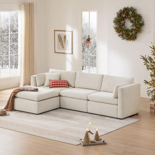 68854618c914f3504bd5694c5a451611f4b611bd163913fae1ed3.jpg CHITA Oversized Modular Sectional Sofa, FSC Certified L Shaped Sectional Couches for Living Room, 112 inch Width,4 Seat Modular Sofa with Storage Ottoman, Linen