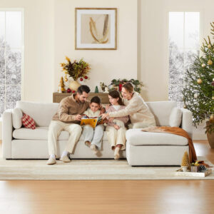 6885461ae1f3d80cae30c00e9f0509a7c8788ac6f7dbdbbc7a1b7.jpg CHITA Oversized Modular Sectional Sofa, FSC Certified L Shaped Sectional Couches for Living Room, 112 inch Width,4 Seat Modular Sofa with Storage Ottoman, Linen