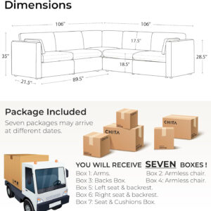 6885462700af4844ea731690d74bc16341c25fb98bc60d20980eb.jpg CHITA Oversized Modular Sectional Sofa, FSC Certified L Shaped Sectional Couches for Living Room, 112 inch Width,4 Seat Modular Sofa with Storage Ottoman, Linen