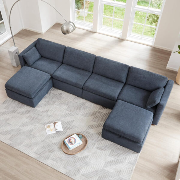 6885462a32ff61d29e07975bad892c32035e1c6b1244ddf50877b.jpg CHITA Oversized Modular Sectional Sofa, FSC Certified L Shaped Sectional Couches for Living Room, 112 inch Width,4 Seat Modular Sofa with Storage Ottoman, Linen
