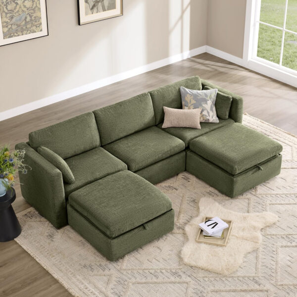 6885463900201c80249428e868362be4985fb73496a8aacc6922f.jpg CHITA Oversized Modular Sectional Sofa, FSC Certified L Shaped Sectional Couches for Living Room, 112 inch Width,4 Seat Modular Sofa with Storage Ottoman, Linen