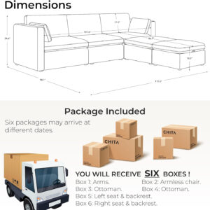 68854639e1a7cd9c36af509060899621e0d8d34b04c329f78ecb7.jpg CHITA Oversized Modular Sectional Sofa, FSC Certified L Shaped Sectional Couches for Living Room, 112 inch Width,4 Seat Modular Sofa with Storage Ottoman, Linen