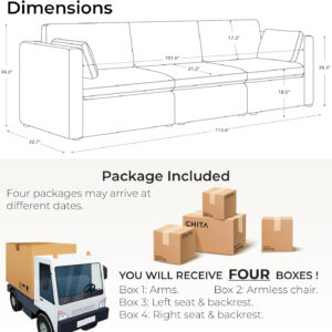 6885463e59daf2eaeed194d7b7800cfec71deeceec7d61972d7d8.jpg CHITA Oversized Modular Sectional Sofa, FSC Certified L Shaped Sectional Couches for Living Room, 112 inch Width,4 Seat Modular Sofa with Storage Ottoman, Linen
