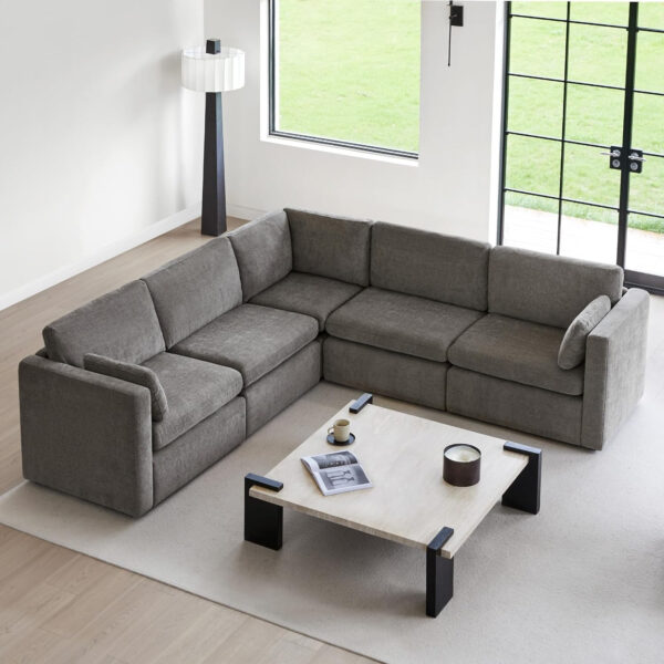 68854654ac545ab6ff9740f3cd88735e95bd1a43a8385b3718406.jpg CHITA Oversized Modular Sectional Sofa, FSC Certified L Shaped Sectional Couches for Living Room, 112 inch Width,4 Seat Modular Sofa with Storage Ottoman, Linen