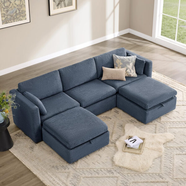 68854660a36c99851da3d7a4100ca3f00fede1855ed16c7a3f517.jpg CHITA Oversized Modular Sectional Sofa, FSC Certified L Shaped Sectional Couches for Living Room, 112 inch Width,4 Seat Modular Sofa with Storage Ottoman, Linen