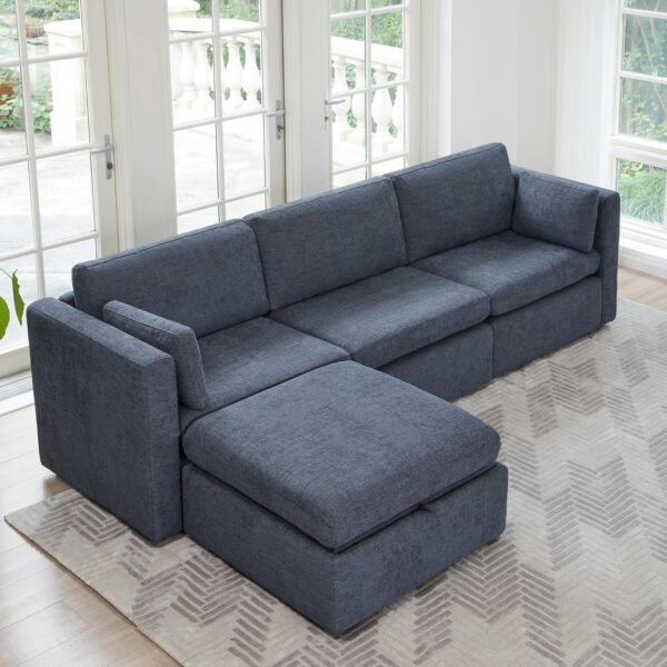 68854689cd5c198ae84dcfe4490f9d8384d4e7314f65534181e47.jpg CHITA Oversized Modular Sectional Sofa, FSC Certified L Shaped Sectional Couches for Living Room, 112 inch Width,4 Seat Modular Sofa with Storage Ottoman, Linen