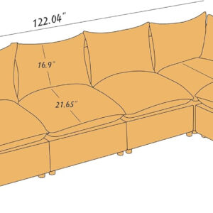 Modular Sectional Sofa, 5 Seater Sofa with Reversible Chaise for Living Room, L Shape Sofa