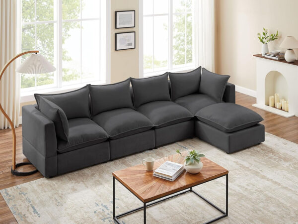 Modular Sectional Sofa, 5 Seater Sofa with Reversible Chaise for Living Room, L Shape Sofa