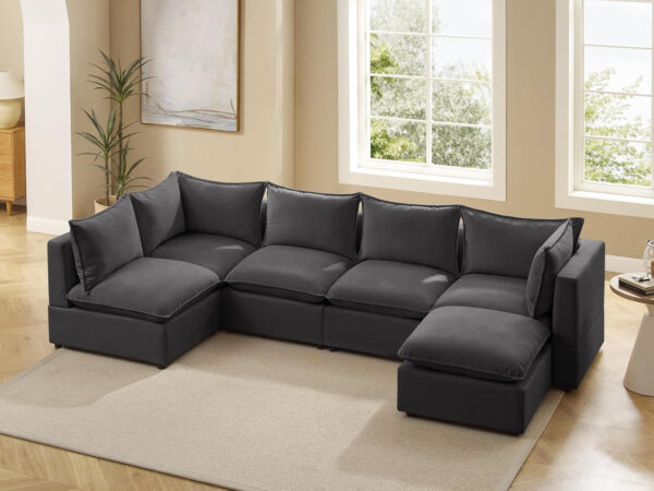 Modular Sectional Sofa, 5 Seater Sofa with Reversible Chaise for Living Room, L Shape Sofa