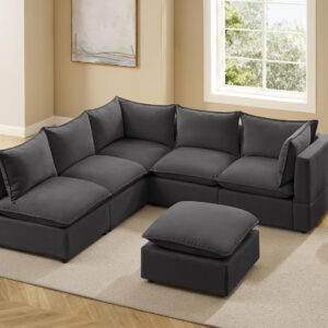 Modular Sectional Sofa, 5 Seater Sofa with Reversible Chaise for Living Room, L Shape Sofa