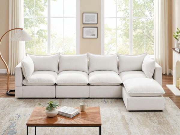 Modular Sectional Sofa, 5 Seater Sofa with Reversible Chaise for Living Room, L Shape Sofa