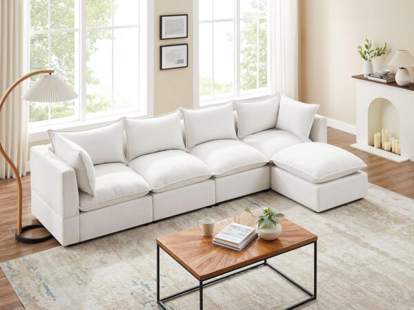 Modular Sectional Sofa, 5 Seater Sofa with Reversible Chaise for Living Room, L Shape Sofa