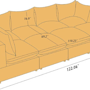 Modular Sectional Sofa, 5 Seater Sofa with Reversible Chaise for Living Room, L Shape Sofa