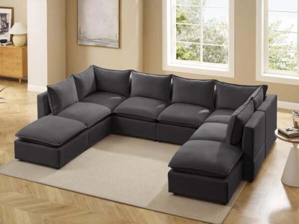 Modular Sectional Sofa, 5 Seater Sofa with Reversible Chaise for Living Room, L Shape Sofa