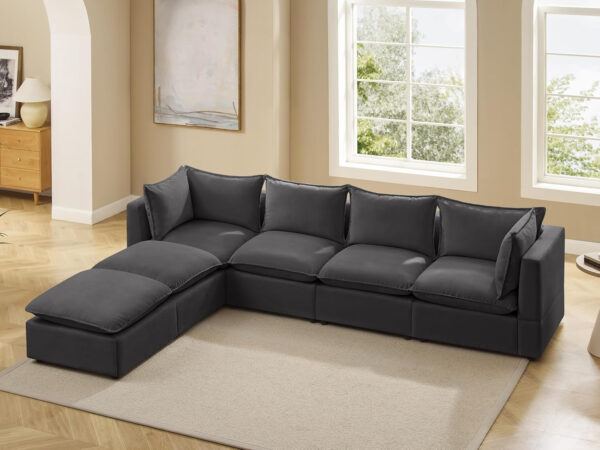 Modular Sectional Sofa, 5 Seater Sofa with Reversible Chaise for Living Room, L Shape Sofa