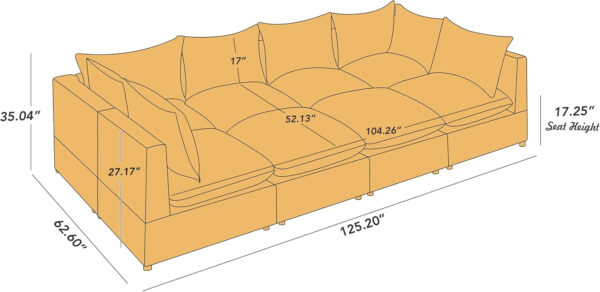 Modular Sectional Sofa, 5 Seater Sofa with Reversible Chaise for Living Room, L Shape Sofa