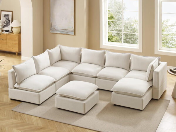 Modular Sectional Sofa, 5 Seater Sofa with Reversible Chaise for Living Room, L Shape Sofa