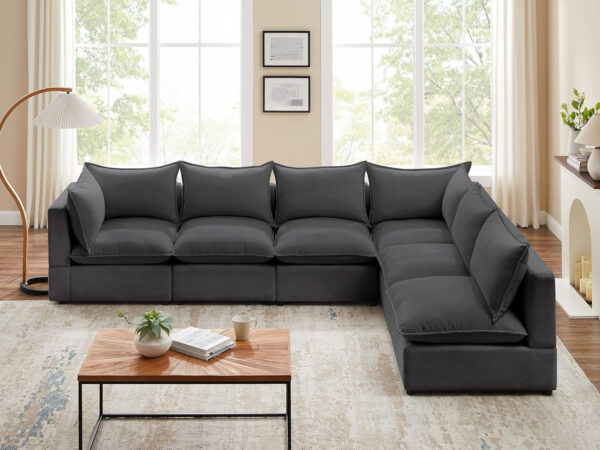 Modular Sectional Sofa, 5 Seater Sofa with Reversible Chaise for Living Room, L Shape Sofa