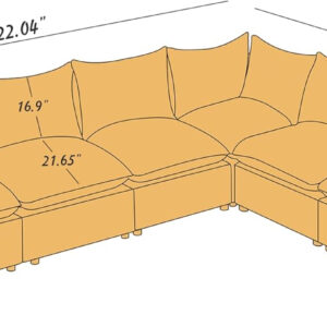 Modular Sectional Sofa, 5 Seater Sofa with Reversible Chaise for Living Room, L Shape Sofa