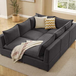 Modular Sectional Sofa, 5 Seater Sofa with Reversible Chaise for Living Room, L Shape Sofa
