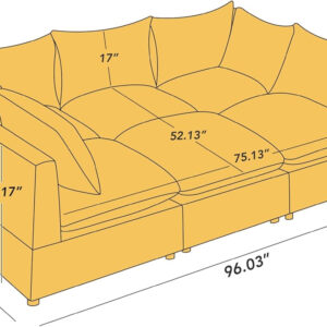 Modular Sectional Sofa, 5 Seater Sofa with Reversible Chaise for Living Room, L Shape Sofa