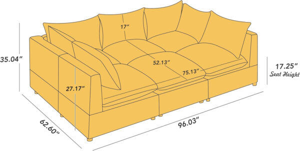 Modular Sectional Sofa, 5 Seater Sofa with Reversible Chaise for Living Room, L Shape Sofa