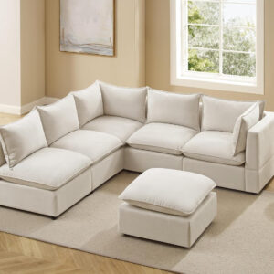 Modular Sectional Sofa, 5 Seater Sofa with Reversible Chaise for Living Room, L Shape Sofa