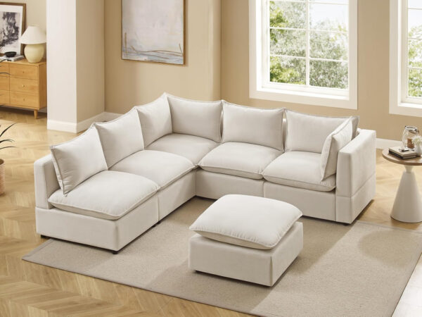 Modular Sectional Sofa, 5 Seater Sofa with Reversible Chaise for Living Room, L Shape Sofa