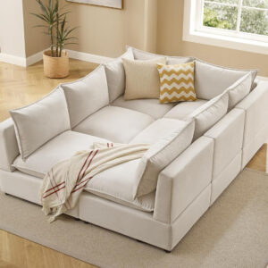 Modular Sectional Sofa, 5 Seater Sofa with Reversible Chaise for Living Room, L Shape Sofa