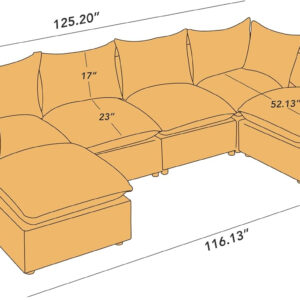 Modular Sectional Sofa, 5 Seater Sofa with Reversible Chaise for Living Room, L Shape Sofa
