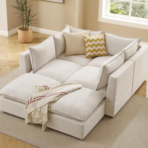 Modular Sectional Sofa, 5 Seater Sofa with Reversible Chaise for Living Room, L Shape Sofa