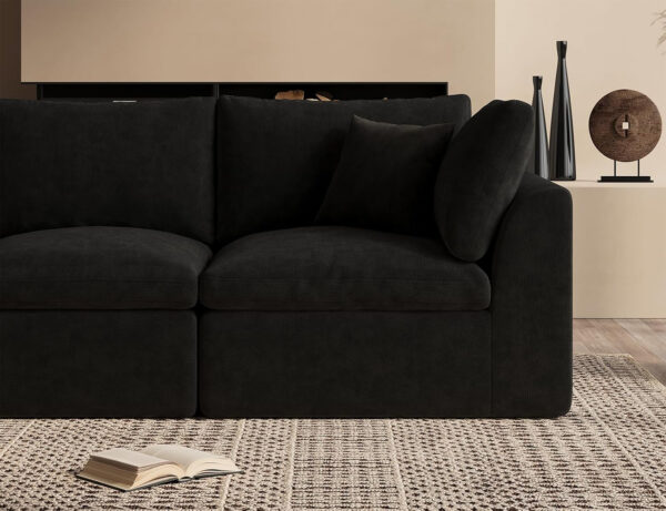 110" Cloud Sectional Couches for Living Room, Convertible L-Shape Couch with Ottoman, 3 Seater Modular Sectional Sofa, Warm White