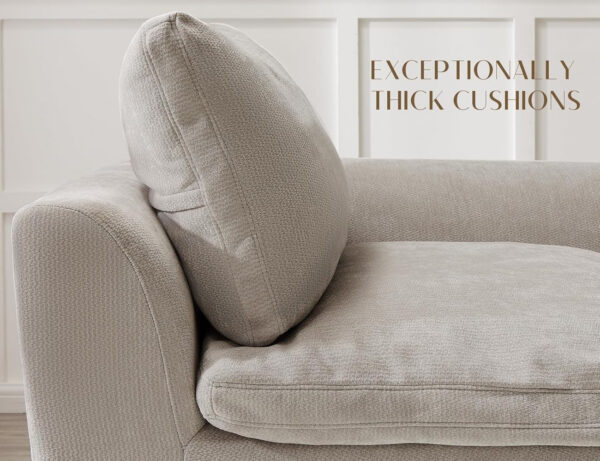 110" Cloud Sectional Couches for Living Room, Convertible L-Shape Couch with Ottoman, 3 Seater Modular Sectional Sofa, Warm White