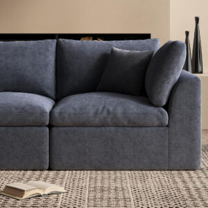 110" Cloud Sectional Couches for Living Room, Convertible L-Shape Couch with Ottoman, 3 Seater Modular Sectional Sofa, Warm White