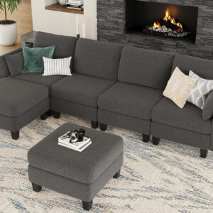Modular Sectional Sofa, Convertible U Shaped Sofa Couch with High Density Memory Foam, 6 Seat Comfy Modular Sofa Couch for Living Room, Modern U Shaped Sectional Sofa, Dimgrey