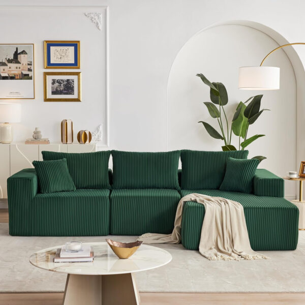 108” Modular Sectional Sofa, Cloud Sectional Couch with Deep Seat, Modern Modular L-Shape Sofa Couch with Chaise,Upholstered Couches for Living Room Bedroom (Beige, Left Facing Chaise)