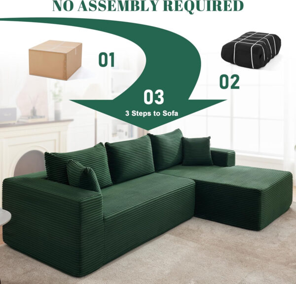 110” Cloud Sectional Couch, Boneless Sofa for Living Room, Modular Sectional Sofa with Deep Seat, Comfy Fluffy Couch with L-Shaped Chaise, No Assembly Required (Left-Facing Chaise, Dark Grey)