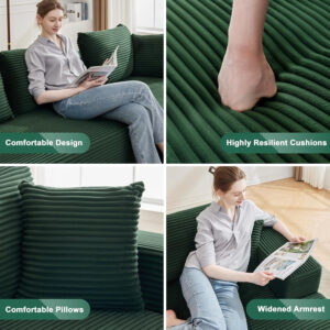 110” Cloud Sectional Couch, Boneless Sofa for Living Room, Modular Sectional Sofa with Deep Seat, Comfy Fluffy Couch with L-Shaped Chaise, No Assembly Required (Left-Facing Chaise, Dark Grey)