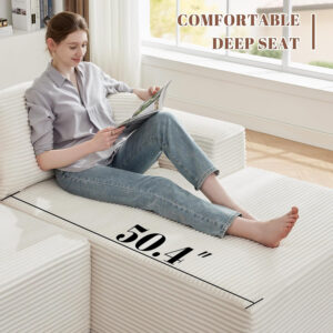 110” Cloud Sectional Couch, Boneless Sofa for Living Room, Modular Sectional Sofa with Deep Seat, Comfy Fluffy Couch with L-Shaped Chaise, No Assembly Required (Left-Facing Chaise, Dark Grey)