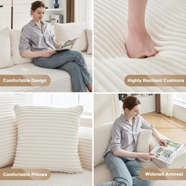 110” Cloud Sectional Couch, Boneless Sofa for Living Room, Modular Sectional Sofa with Deep Seat, Comfy Fluffy Couch with L-Shaped Chaise, No Assembly Required (Left-Facing Chaise, Dark Grey)