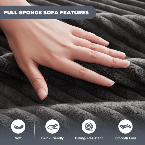 110” Cloud Sectional Couch, Boneless Sofa for Living Room, Modular Sectional Sofa with Deep Seat, Comfy Fluffy Couch with L-Shaped Chaise, No Assembly Required (Left-Facing Chaise, Dark Grey)