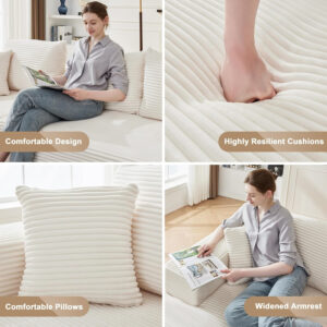 110” Cloud Sectional Couch, Boneless Sofa for Living Room, Modular Sectional Sofa with Deep Seat, Comfy Fluffy Couch with L-Shaped Chaise, No Assembly Required (Left-Facing Chaise, Dark Grey)