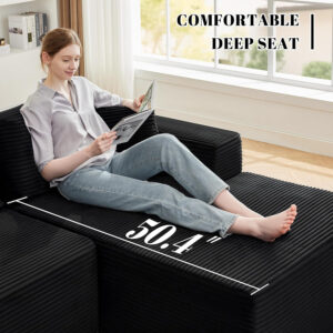 110” Cloud Sectional Couch, Boneless Sofa for Living Room, Modular Sectional Sofa with Deep Seat, Comfy Fluffy Couch with L-Shaped Chaise, No Assembly Required (Left-Facing Chaise, Dark Grey)