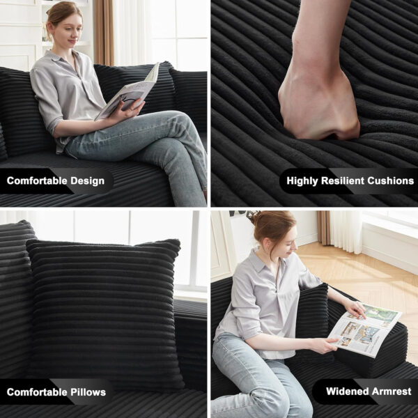 110” Cloud Sectional Couch, Boneless Sofa for Living Room, Modular Sectional Sofa with Deep Seat, Comfy Fluffy Couch with L-Shaped Chaise, No Assembly Required (Left-Facing Chaise, Dark Grey)