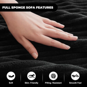 110” Cloud Sectional Couch, Boneless Sofa for Living Room, Modular Sectional Sofa with Deep Seat, Comfy Fluffy Couch with L-Shaped Chaise, No Assembly Required (Left-Facing Chaise, Dark Grey)