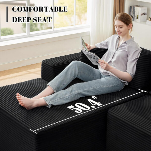 110” Cloud Sectional Couch, Boneless Sofa for Living Room, Modular Sectional Sofa with Deep Seat, Comfy Fluffy Couch with L-Shaped Chaise, No Assembly Required (Left-Facing Chaise, Dark Grey)