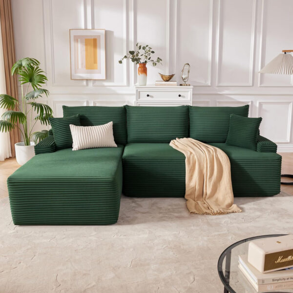 110” Cloud Sectional Couch, Boneless Sofa for Living Room, Modular Sectional Sofa with Deep Seat, Comfy Fluffy Couch with L-Shaped Chaise, No Assembly Required (Left-Facing Chaise, Dark Grey)