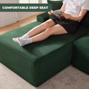 110” Cloud Sectional Couch, Boneless Sofa for Living Room, Modular Sectional Sofa with Deep Seat, Comfy Fluffy Couch with L-Shaped Chaise, No Assembly Required (Left-Facing Chaise, Dark Grey)