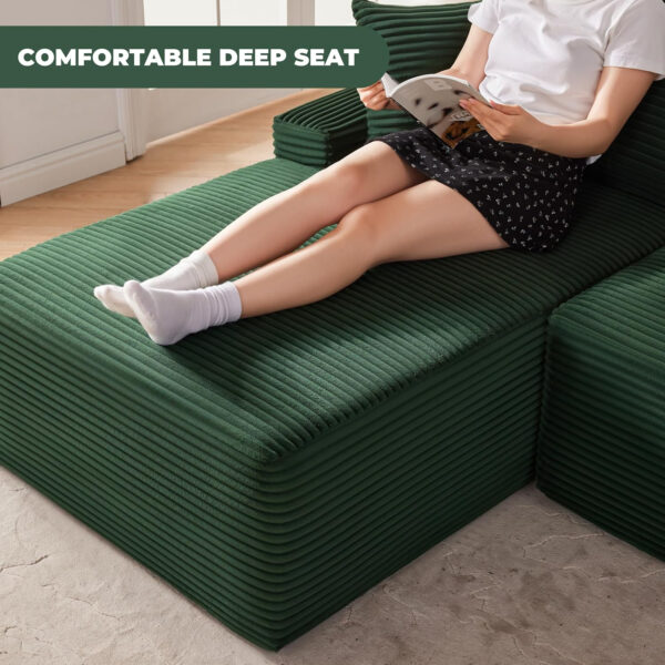 110” Cloud Sectional Couch, Boneless Sofa for Living Room, Modular Sectional Sofa with Deep Seat, Comfy Fluffy Couch with L-Shaped Chaise, No Assembly Required (Left-Facing Chaise, Dark Grey)